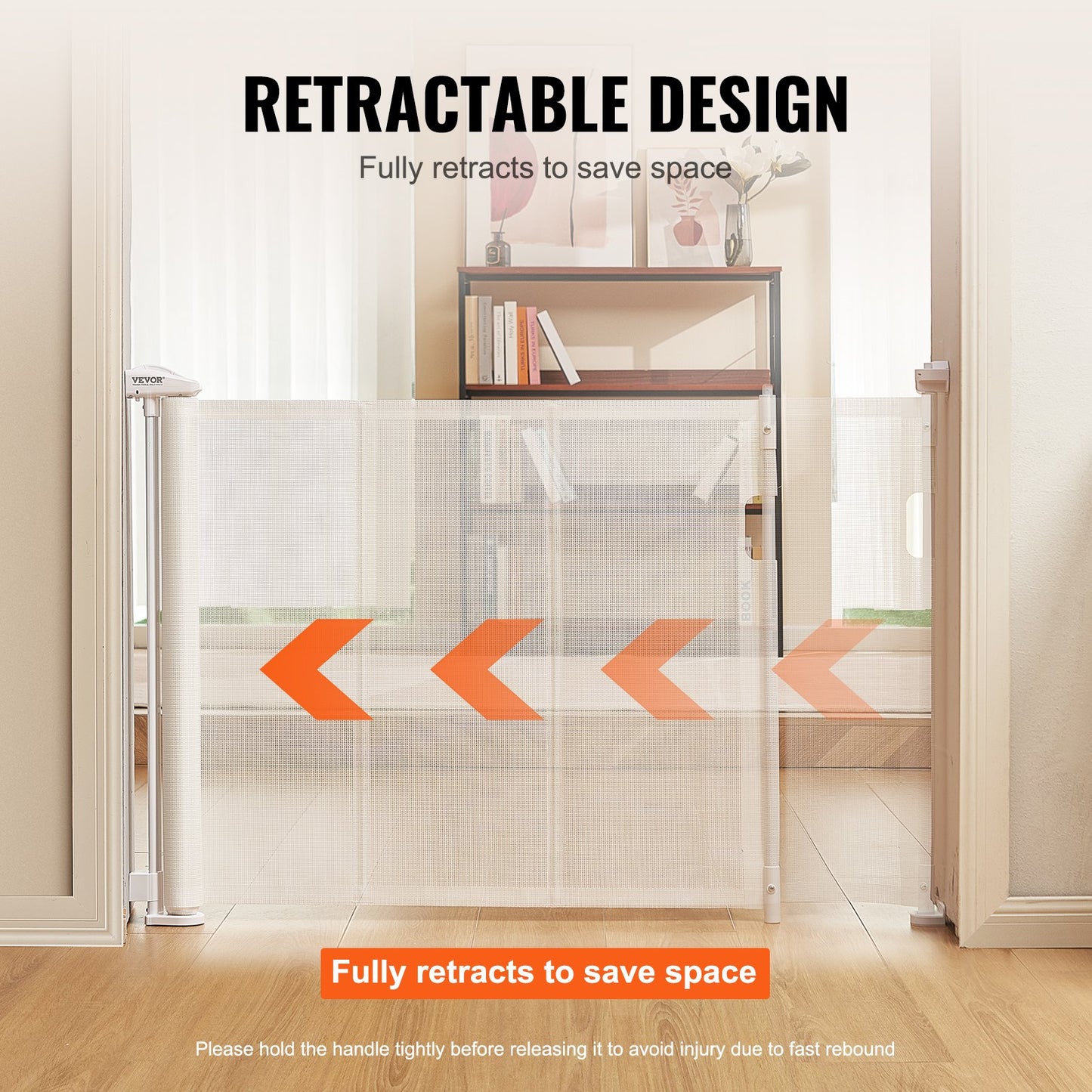 VEVOR Retractable Baby Gate, 34.2" Tall Mesh Baby Gate, Extends up to 60" Wide Retractable
