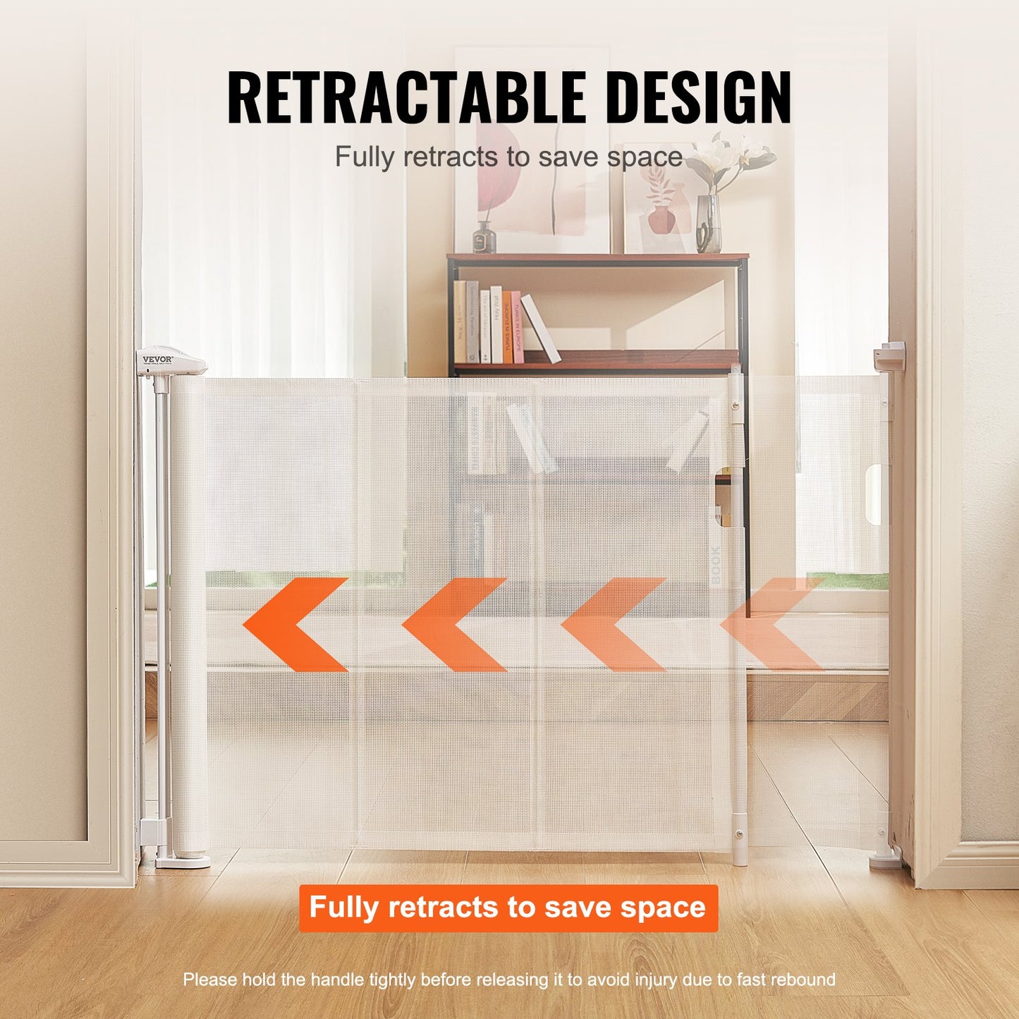 VEVOR Retractable Baby Gate, 34.2" Tall Mesh Baby Gate, Extends up to 76.8" Wide