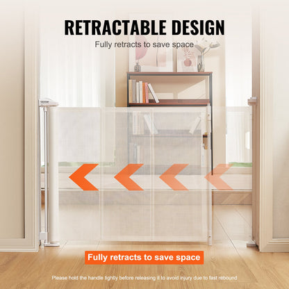 VEVOR Retractable Baby Gate, 34.2" Tall Mesh Baby Gate, Extends up to 76.8" Wide