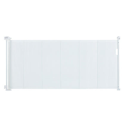 Retractable Mesh Gate for Babies & Pets, 0.87m Tall, Extends to 1.95m Wide, White