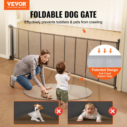 VEVOR Retractable Baby Gate, 34.2" Tall Mesh Baby Gate, Extends up to 116.1" Wide