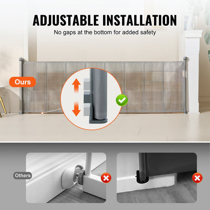 Retractable Mesh Safety Gate, 0.87m Tall, Extends to 2.95m Wide for Kids & Pets