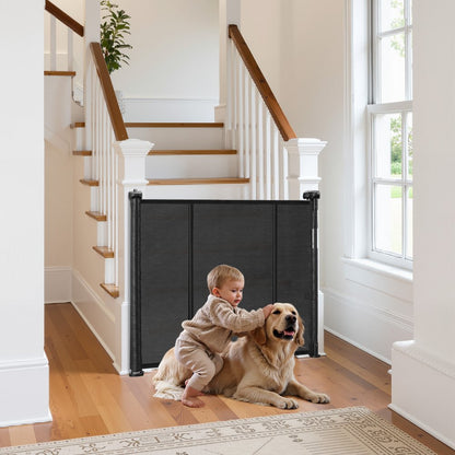 VEVOR Retractable Baby Gate 870 mm Tall Extend to 2800 mm Wide Kids Pets Black