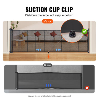 Retractable Mesh Safety Gate for Kids and Pets, 0.87m Tall, Extends to 2.95m Wide