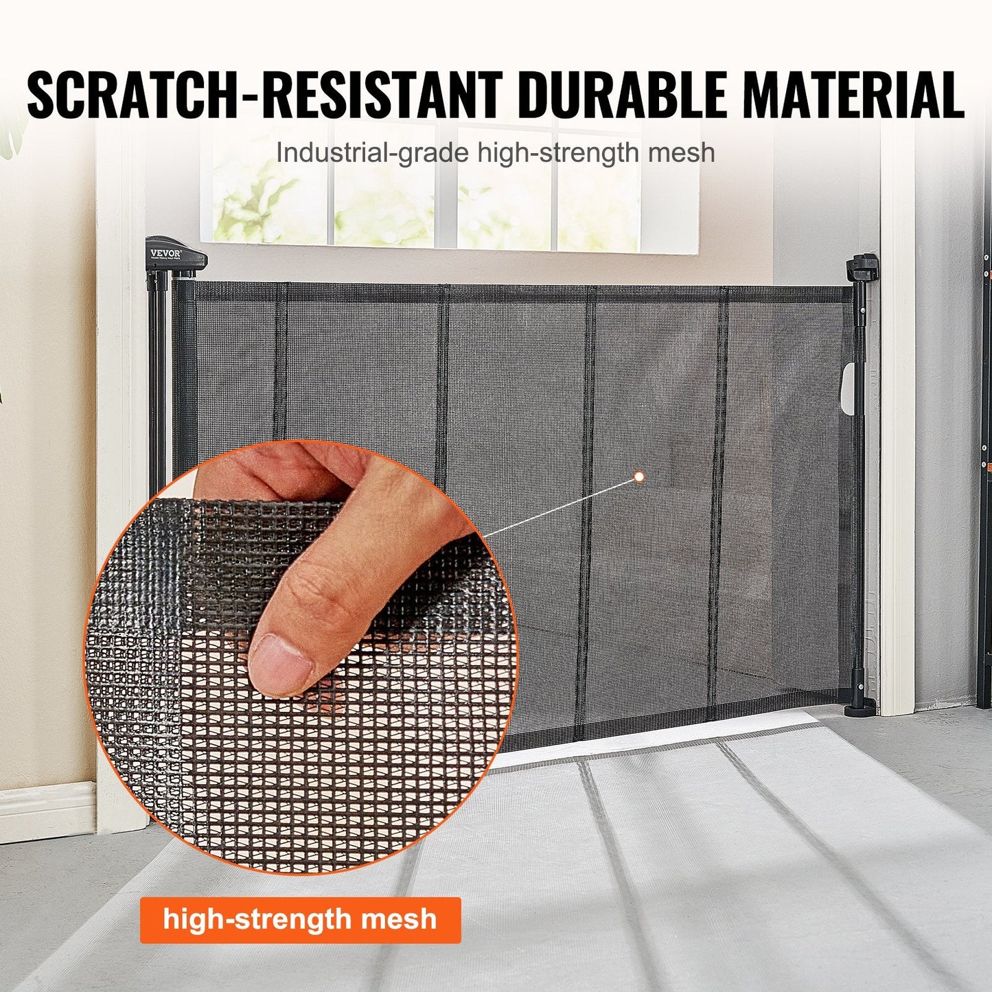 Retractable Mesh Gate for Kids & Pets, Extends to 1.5 Meters, 2.3 kg, Black