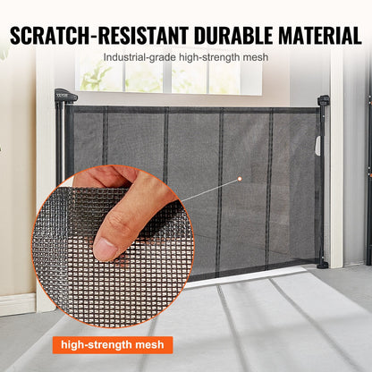 Retractable Mesh Gate for Kids & Pets, Extends to 1.5 Meters, 2.3 kg, Black