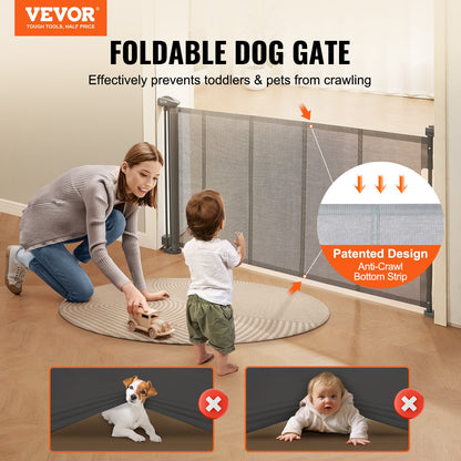 VEVOR Retractable Baby Gate, 34.2" Tall Mesh Baby Gate, Extends up to 60" Wide Retractable