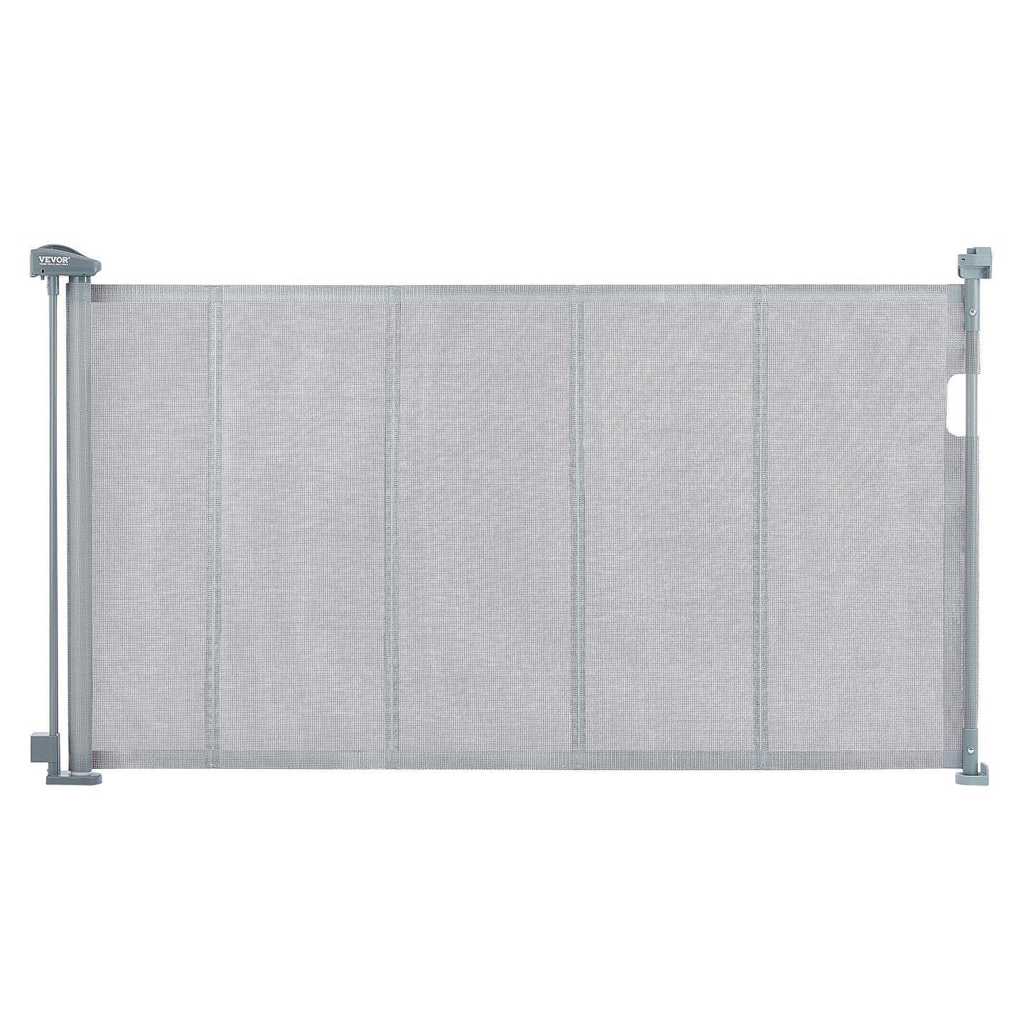 Retractable Mesh Baby Gate, 0.87m Tall, Extends to 1.5m for Kids & Pets, Gray