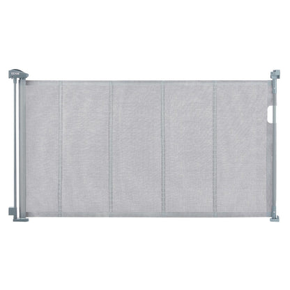 Retractable Mesh Baby Gate, 0.87m Tall, Extends to 1.5m for Kids & Pets, Gray