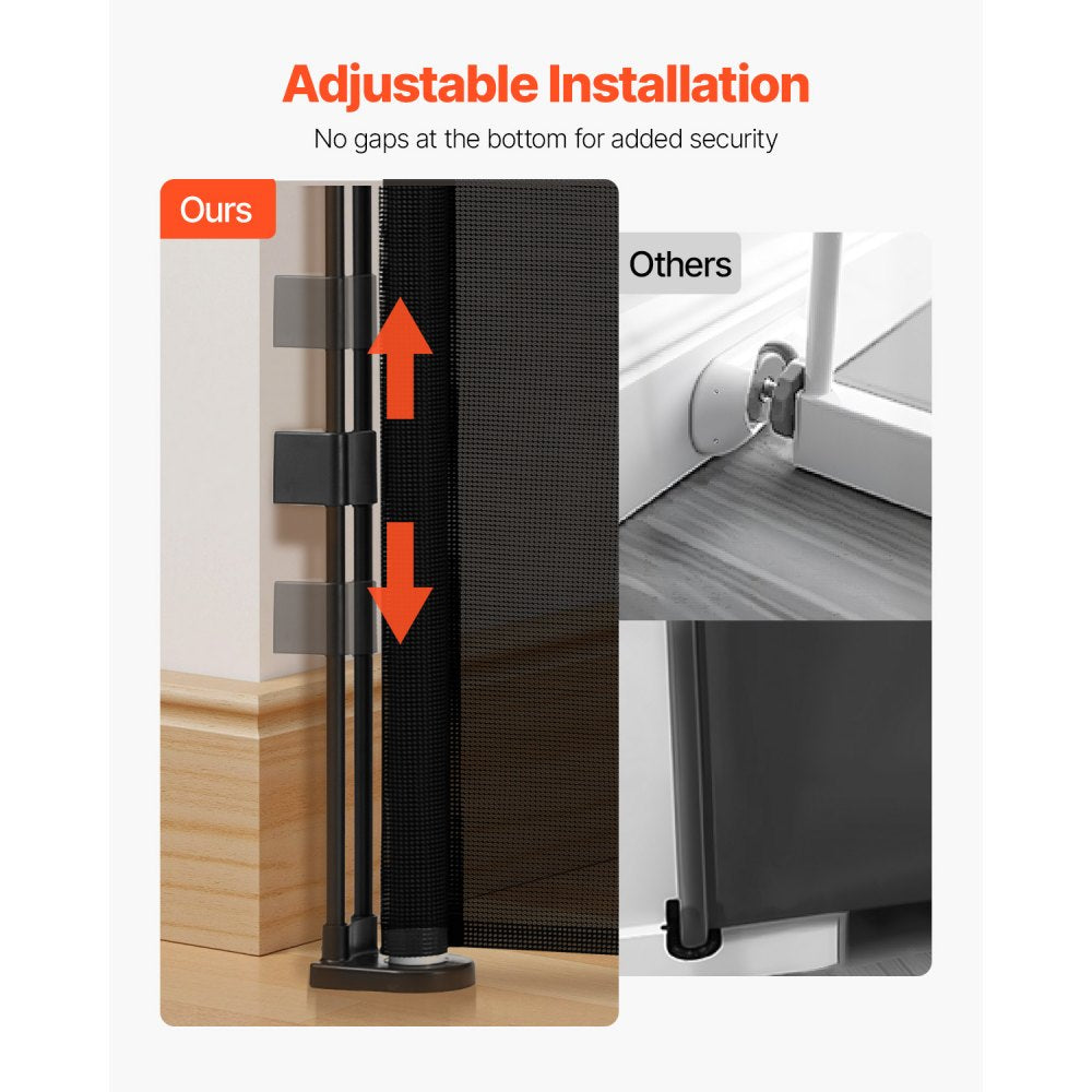 Retractable Baby Gate 870 mm Tall Extend to 1400 mm Wide Kids Pets Black