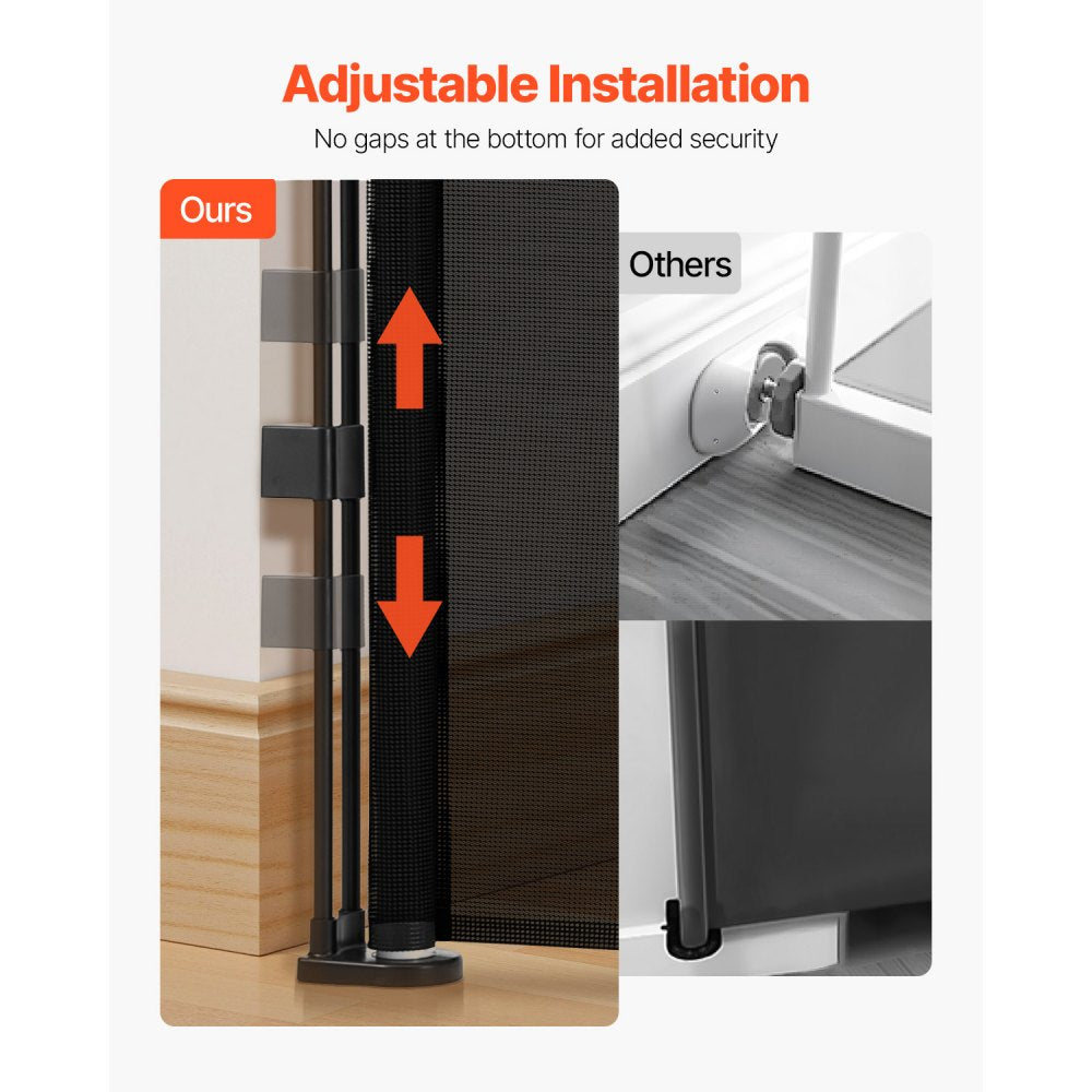 Retractable Baby Gate 870 mm Tall Extend to 1800 mm Wide Kids Pets Black