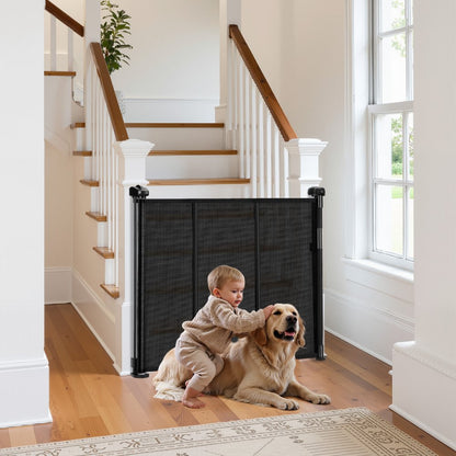 Retractable Baby Gate 870 mm Tall Extend to 1800 mm Wide Kids Pets Black