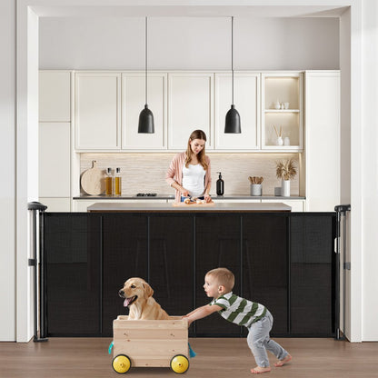 Retractable Baby Gate 870 mm Tall Extend to 1800 mm Wide Kids Pets Black