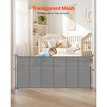 VEVOR Retractable Baby Gate 870 mm Tall Extend to 1800 mm Wide Kids Pets Gray
