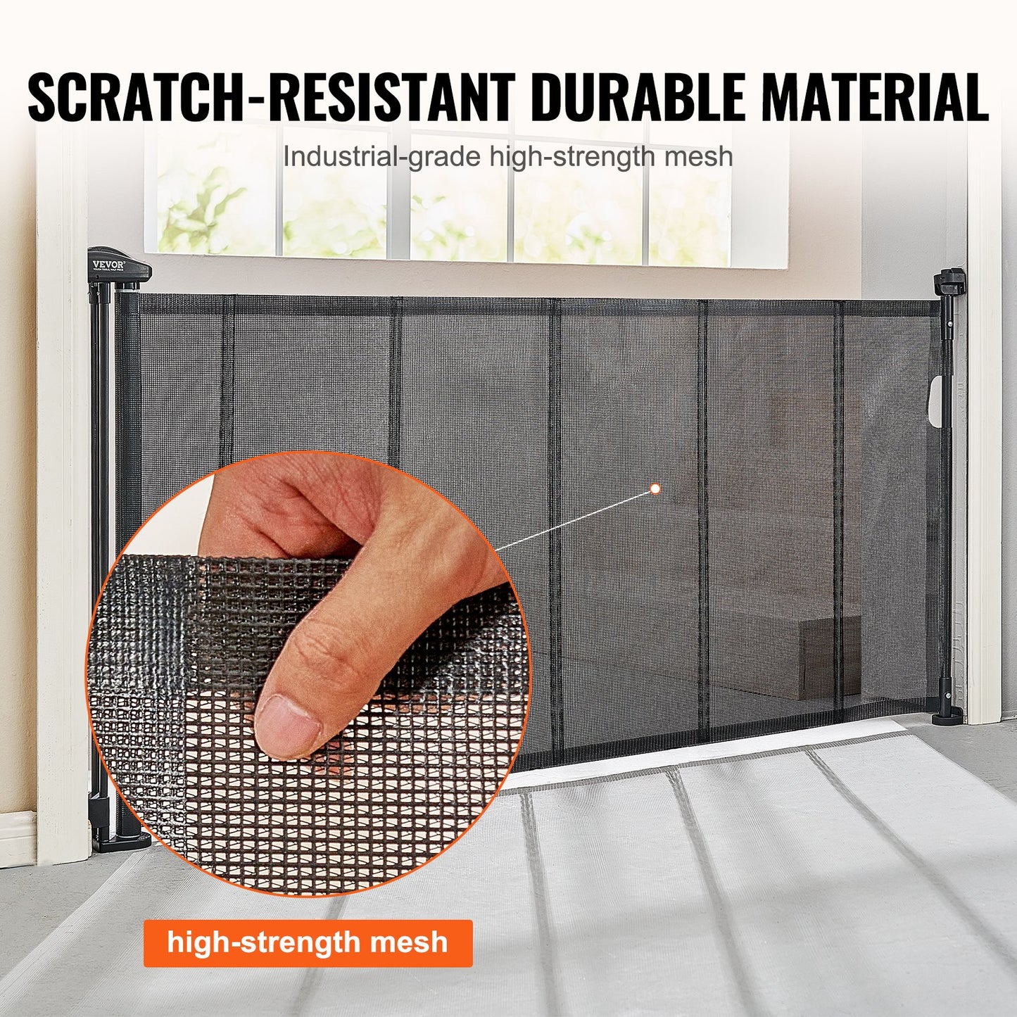 VEVOR Retractable Baby Gate, 34.2" Tall Mesh Baby Gate, Extends up to 76.8" Wide