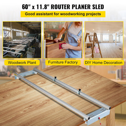Adjustable Router Sled for Woodworking, 1.6m Width, with Locking Function