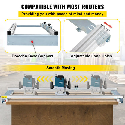 VEVOR Router Sled, 64 inches /162.6 cm Width, Slab Guide Jig for Woodworking with