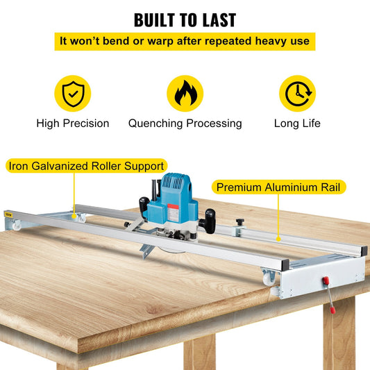 Adjustable Router Sled for Woodworking, 1.6m Width, with Locking Function