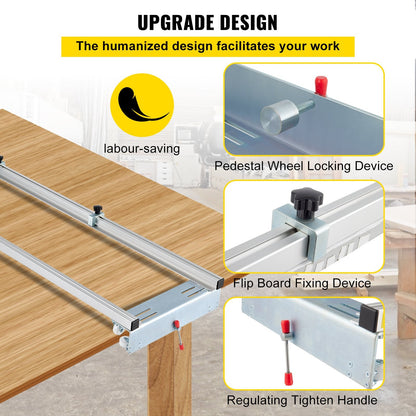 Adjustable Router Sled for Woodworking, 1.6m Width, with Locking Function