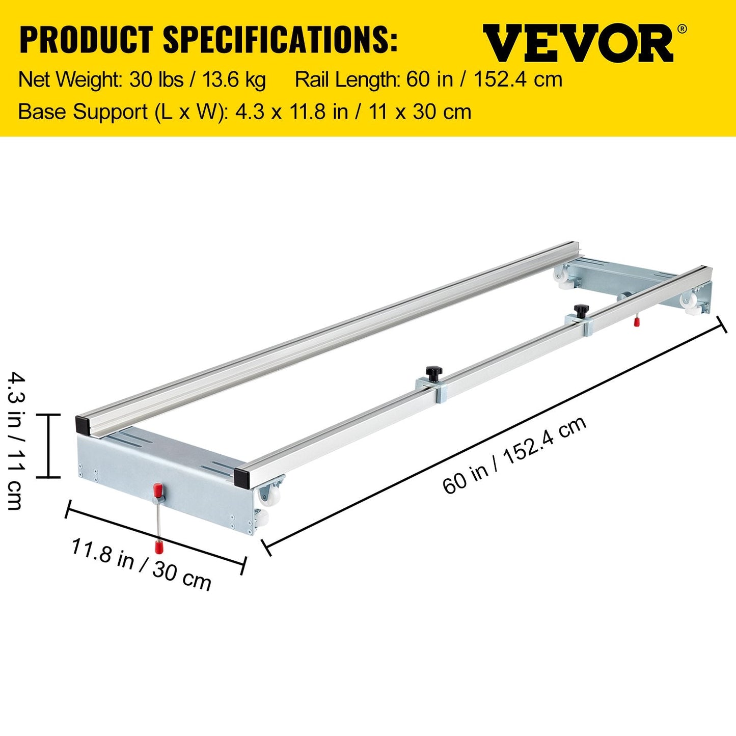 Adjustable Router Sled for Woodworking, 1.6m Width, with Locking Function