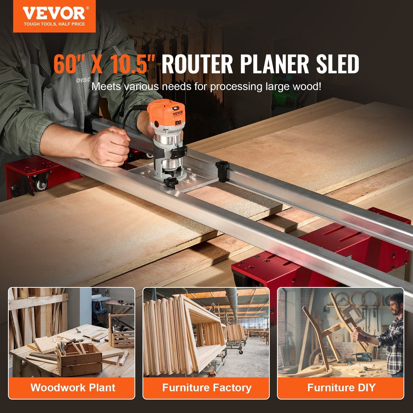 Portable 1.5m Slab Flattening Jig for DIY Woodworking, 10.3kg, Aluminum Alloy