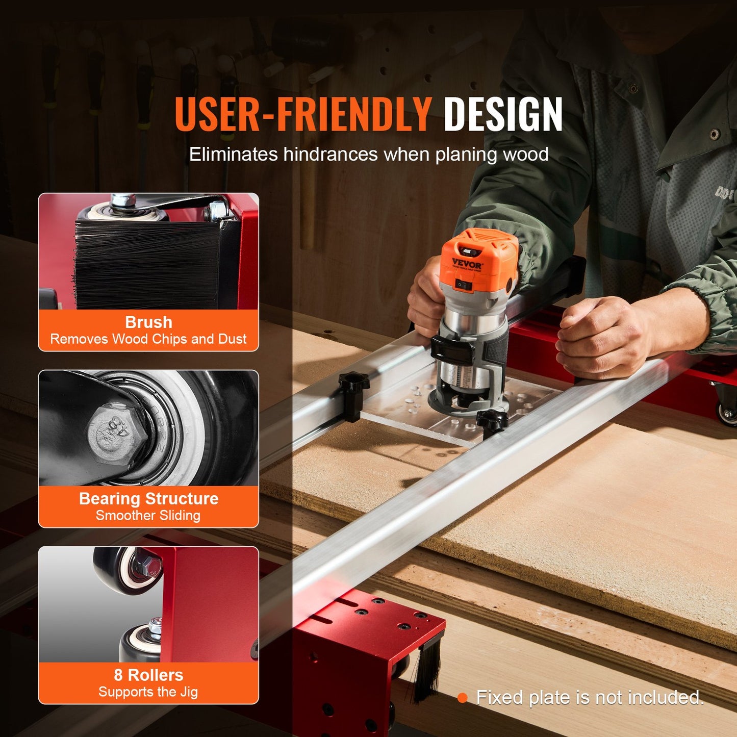 VEVOR Router Sled, 1525 mm, Portable and Easy to Adjust Slab Flattening Jig, DIY
