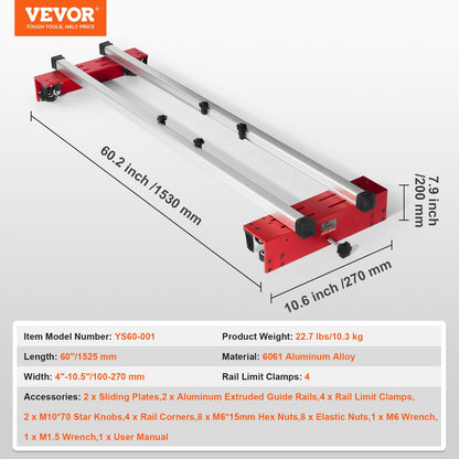 VEVOR Router Sled, 1525 mm, Portable and Easy to Adjust Slab Flattening Jig, DIY
