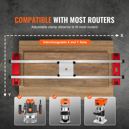 VEVOR Router Sled, 1625 mm, Portable and Easy to Adjust Slab Flattening Jig, DIY