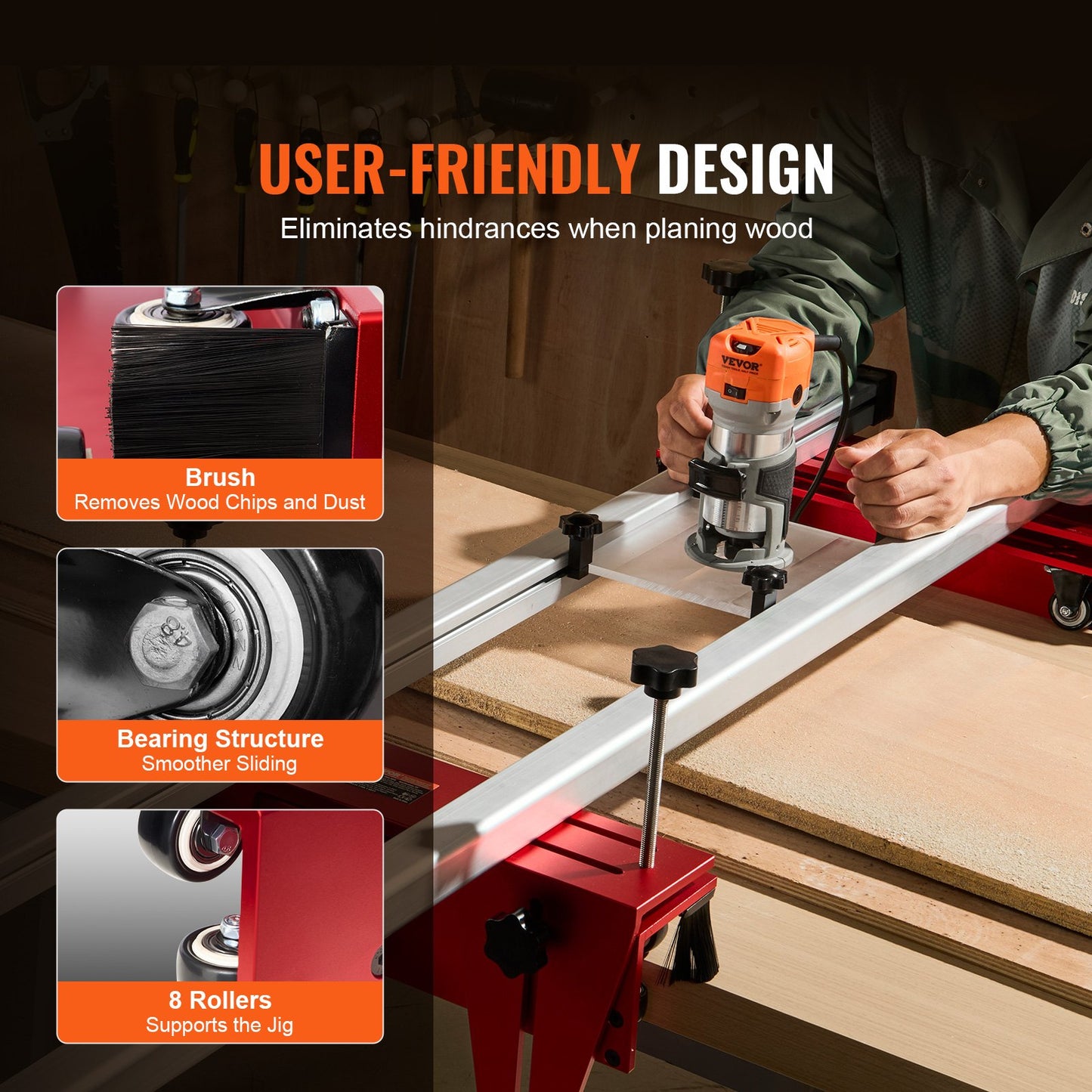 VEVOR Router Sled, 1625 mm, Portable and Easy to Adjust Slab Flattening Jig, DIY