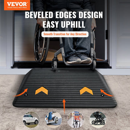 Heavy-Duty Rubber Threshold Ramp with 10.2 cm Rise and 15-Ton Capacity