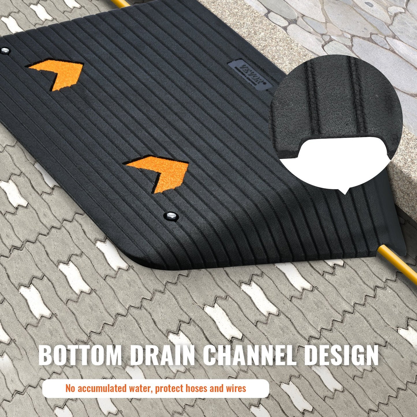 Heavy-Duty Rubber Threshold Ramp with 10.2 cm Rise and 15-Ton Capacity