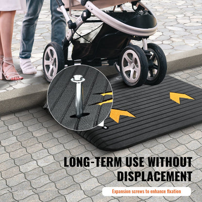 Heavy-Duty Rubber Threshold Ramp with 10.2 cm Rise and 15-Ton Capacity