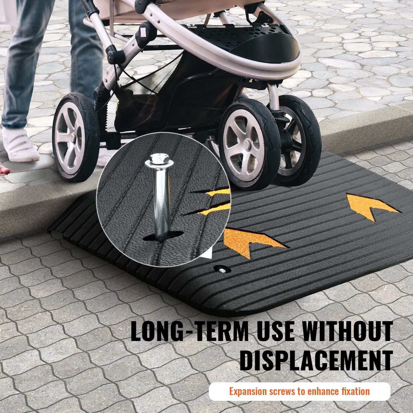 Upgraded Rubber Ramp with 0.089m Rise, 15 Ton Capacity for Wheelchairs & Scooters