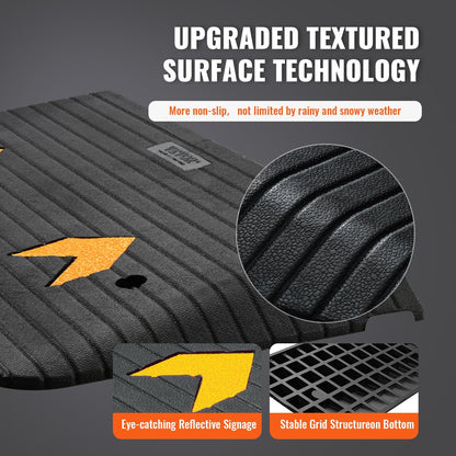 Rubber Threshold Ramp, 7.6 cm Rise, 15-Ton Load, Non-Slip Surface, 1 Channel