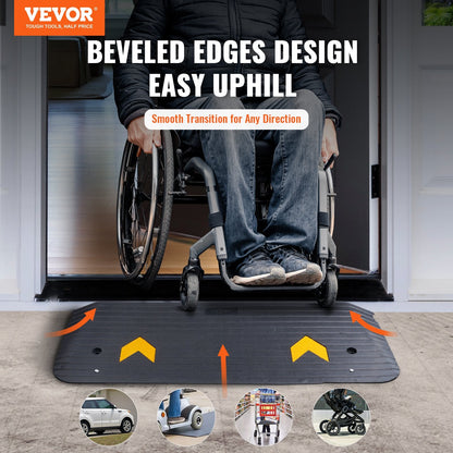 Heavy-Duty Rubber Threshold Ramp, 3.8 cm Rise, 15 Ton Capacity, Non-Slip Surface