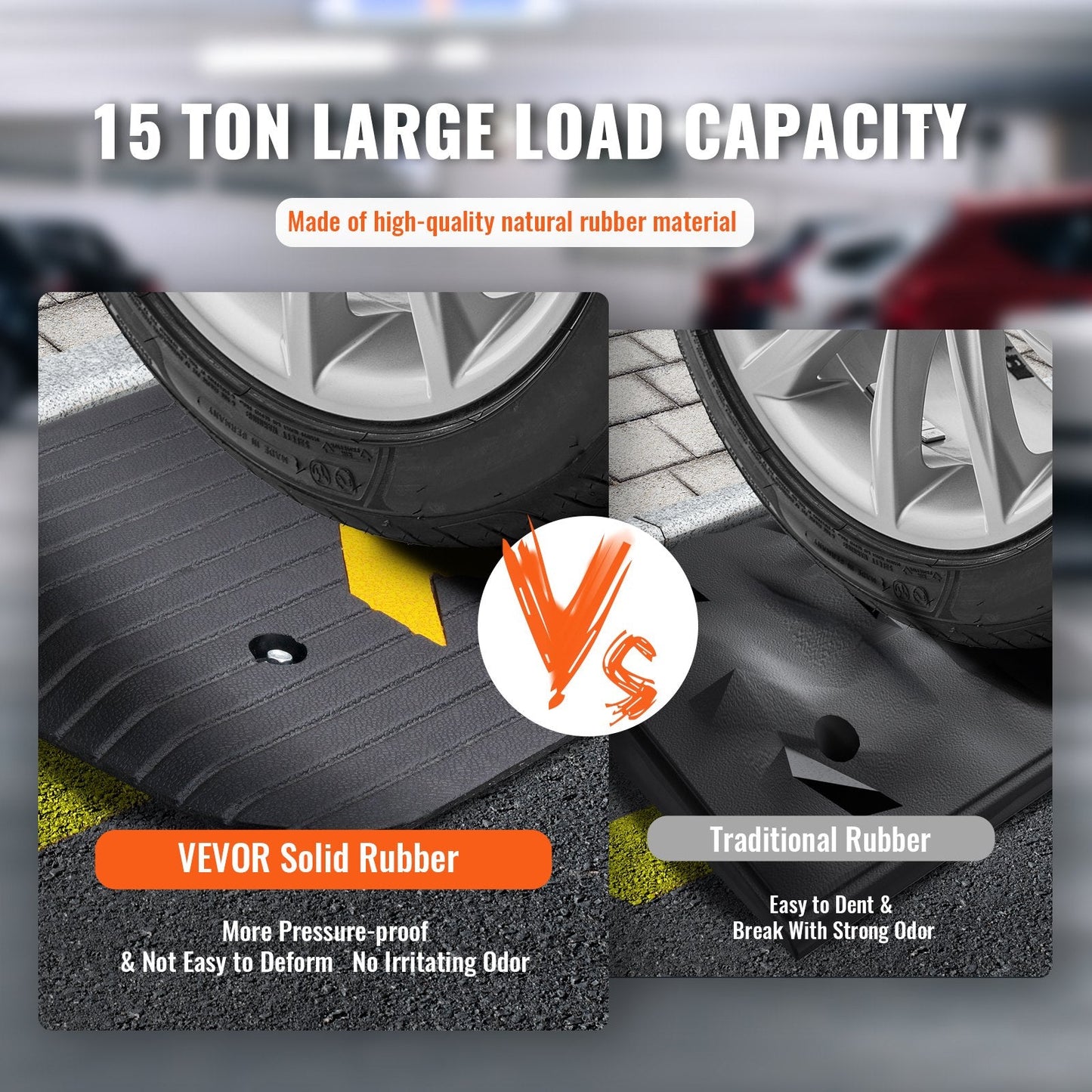 Heavy-Duty Rubber Threshold Ramp, 5 cm Rise, 15 Ton Capacity, Non-Slip Surface