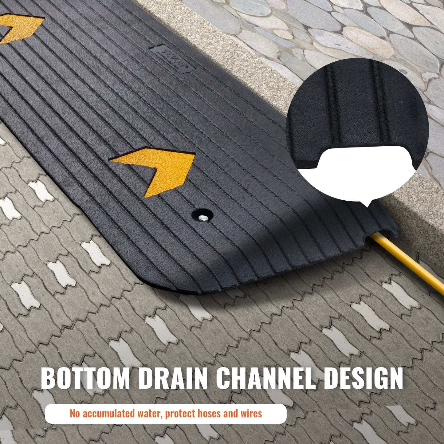 Heavy-Duty Rubber Threshold Ramp, 5 cm Rise, 15 Ton Capacity, Non-Slip Surface