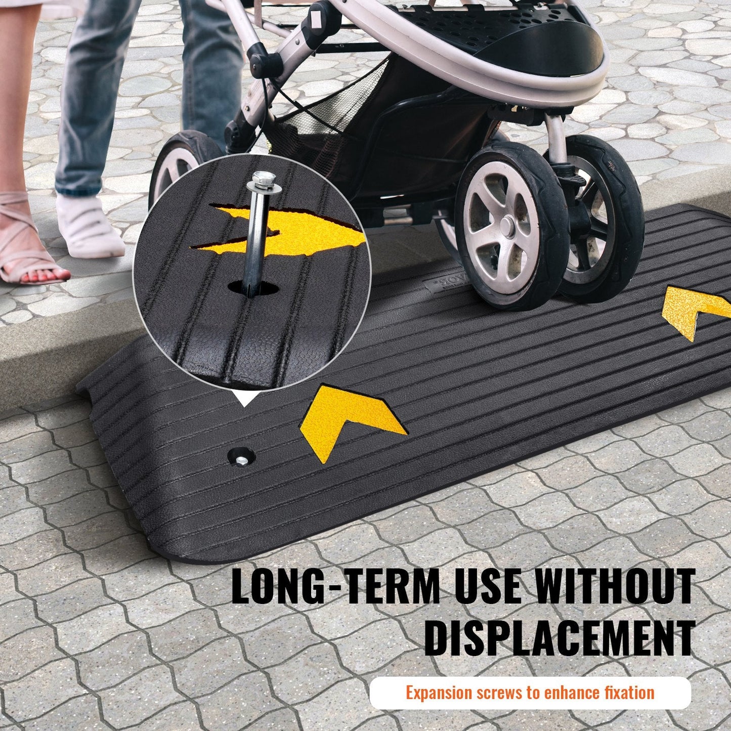 Heavy-Duty Rubber Threshold Ramp, 5 cm Rise, 15 Ton Capacity, Non-Slip Surface