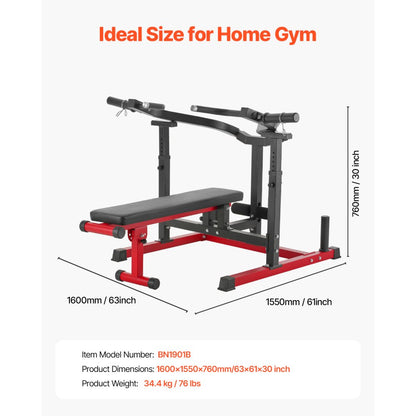 VEVOR 450 LBS Chest Press Machine Adjustable Bench Press Flat Incline Bench Gym