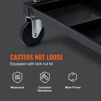 Mechanic Garage Stool with Tool Tray and 360° Movement, 113 kg Capacity