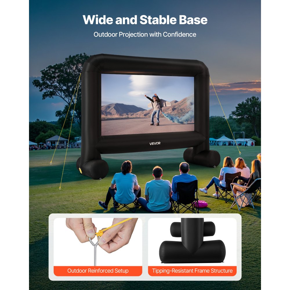 VEVOR 15 ft Inflatable Movie Screen 16:9 600D Movie Projector with Portable Bag