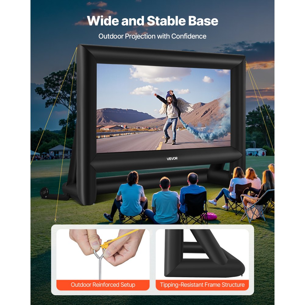 VEVOR 20 ft Inflatable Movie Screen 16:9 600D Movie Projection with Portable Bag