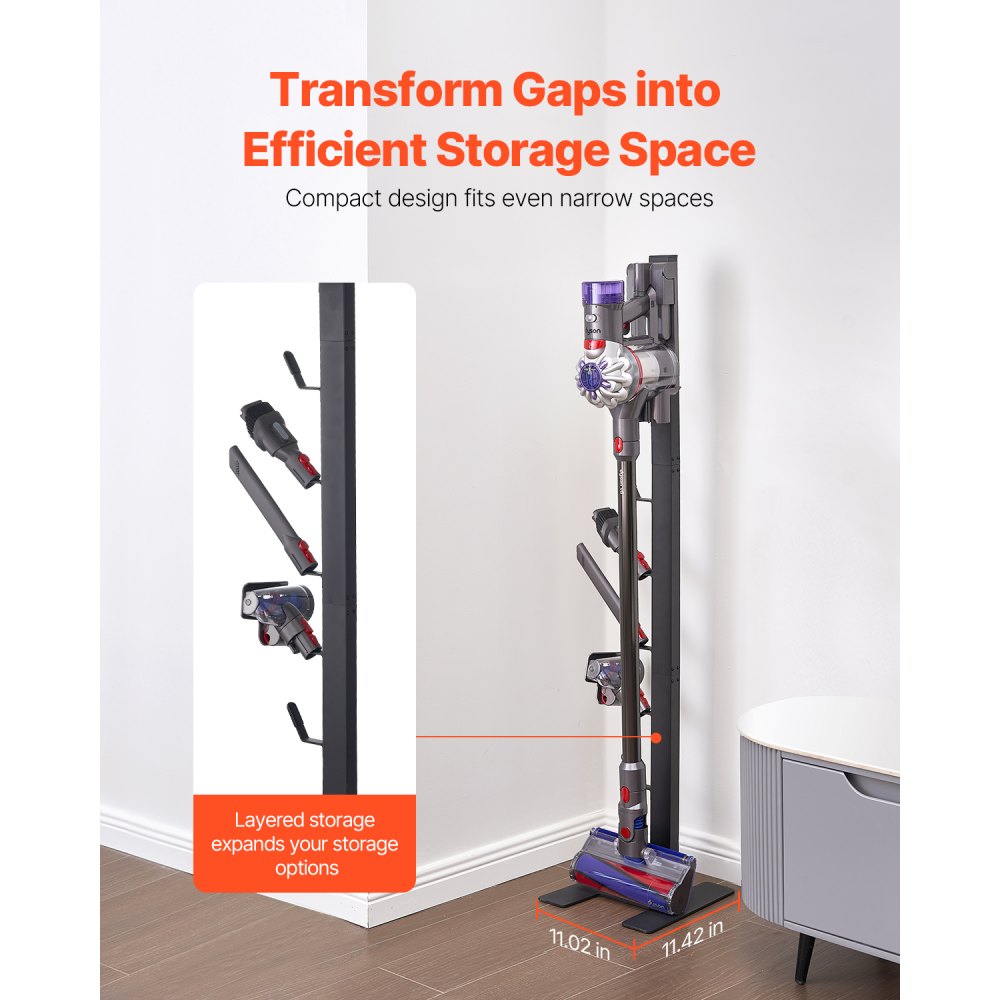 VEVOR Vacuum Stand for Dyson Multi-Models Storage Bracket Holder with 6 Hooks