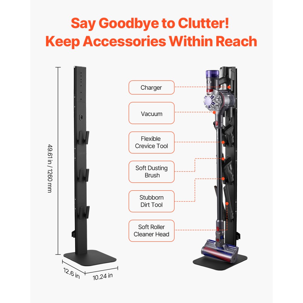 VEVOR Vacuum Stand for Dyson Multi-Models Stable Storage Bracket Holder Black