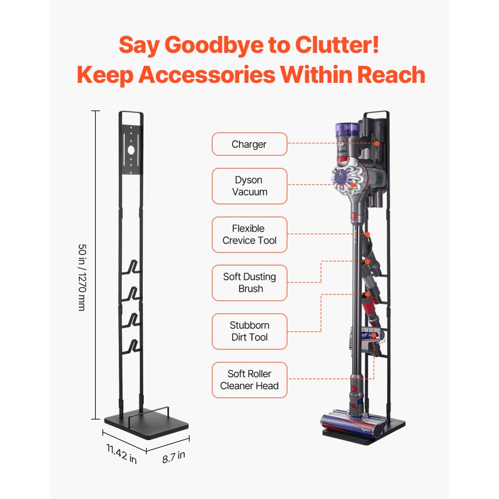 VEVOR Vacuum Stand for Dyson Multi-Models Storage Bracket Holder with 4 Hooks