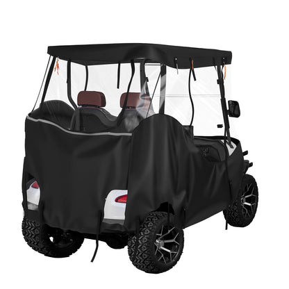 Golf Cart Cover, Visible Full-Enclosure 2&2+2 Passenger Golf Cart, 420D Waterproof Oxford Fabric Club Car Cover Fits Most Carts Club Car, Yamaha, EZGO, Honda, PVC Coating & Windproof Hook Design