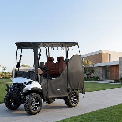 Golf Cart Cover, Visible Full-Enclosure 2&2+2 Passenger Golf Cart, 600D Waterproof Oxford Fabric Club Car Cover Fits Most Carts Club Car, Yamaha, EZGO, Honda, PVC Coating & Windproof Hook Design