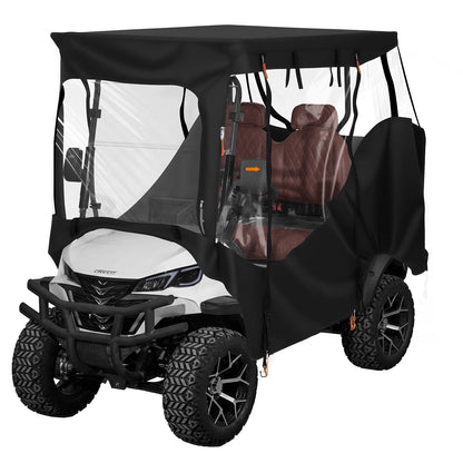Golf Cart Cover, Visible Full-Enclosure 2&2+2 Passenger Golf Cart, 600D Waterproof Oxford Fabric Club Car Cover Fits Most Carts Club Car, Yamaha, EZGO, Honda, PVC Coating & Windproof Hook Design