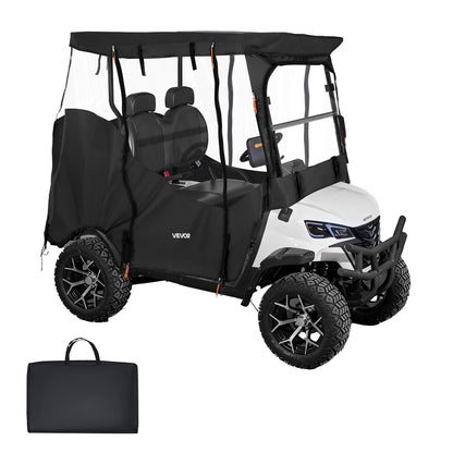Golf Cart Cover, Visible Full-Enclosure 2&2+2 Passenger Golf Cart, 600D Waterproof Oxford Fabric Club Car Cover Fits Most Carts Club Car, Yamaha, EZGO, Honda, PVC Coating & Windproof Hook Design