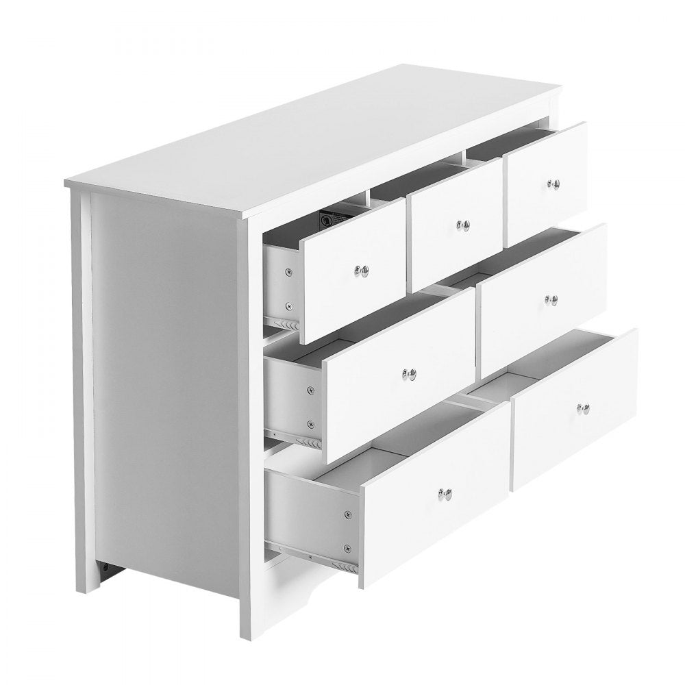 VEVOR 7 Drawer Dresser Wooden Chest of Drawers with Sliding with Anti-tip Device